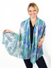 Minty Watercolor Abstract Silk Wool Scarf