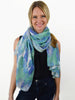 Minty Watercolor Abstract Silk Wool Scarf