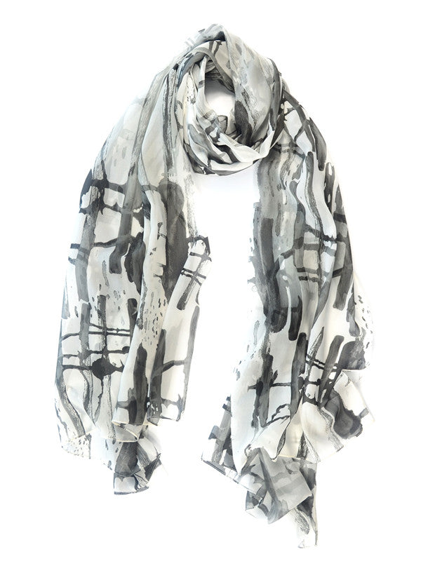 Inkblot Watercolor Silk Fashion Scarf