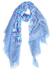 Bluesy Geometric Tile Print Silk Scarf