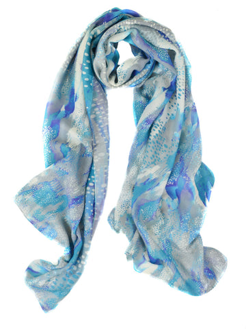 Watercolor Abstract Silk Wool Scarf