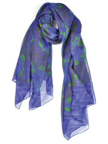 Abstract Flowers With Chevron Border Silk Scarf